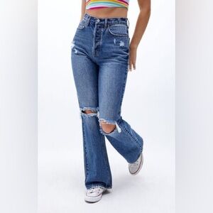 PacSun Ripped High-Rise Bootcut Denim Jeans